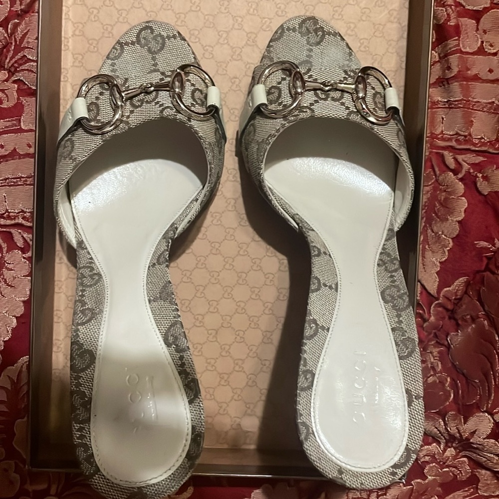 Gucci monogram high heels